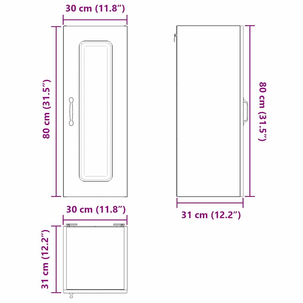 Dulap suspendat de bucatarie Alb 30 x 31 x 80 cm Lemn compozit — imaginea 13