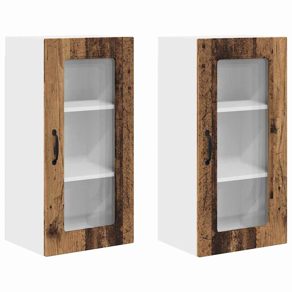 Dulap suspendat de bucatarie 2 pcs Lemn Vechi 40 x 31 x 80 cm