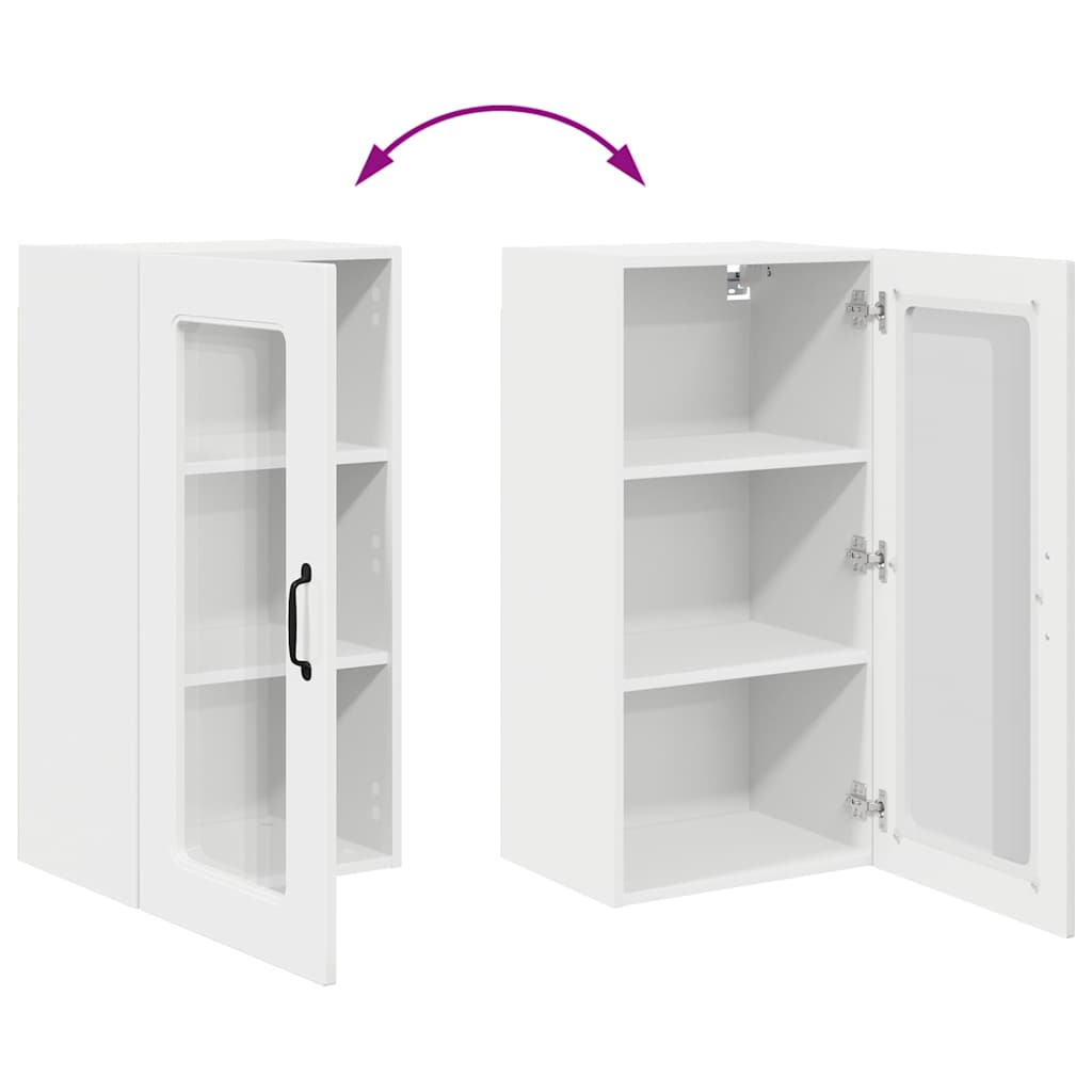 Dulap suspendat de bucatarie cu raft Alb lucios 40 x 31 x 80 cm — imaginea 12