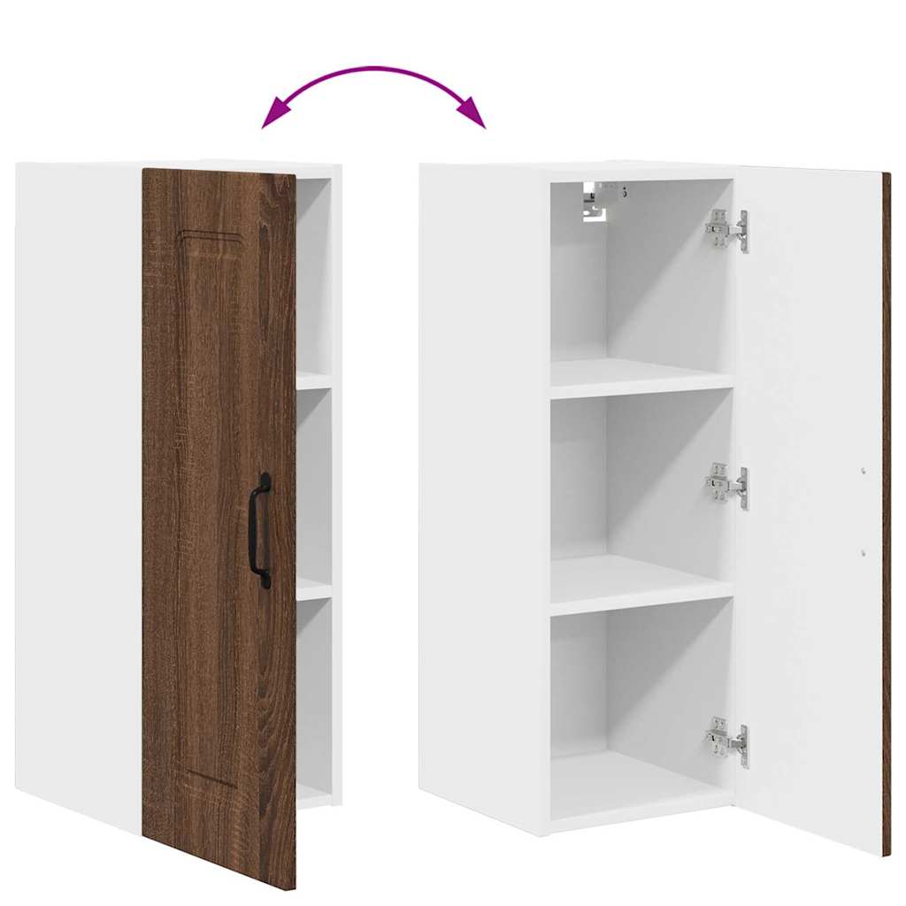 Dulap suspendat de bucatarie cu raft cu usa 2 pcs Stejar inchis — imaginea 13