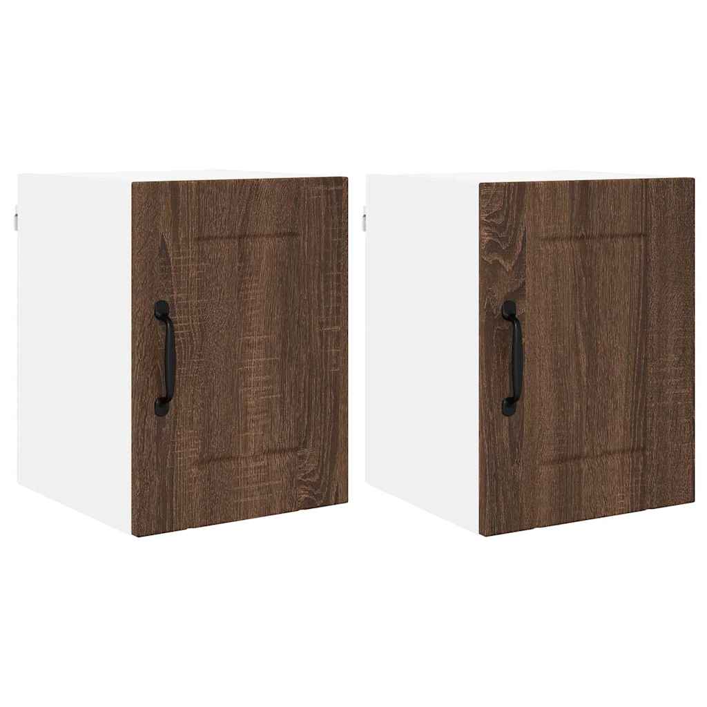 Dulap suspendat de bucatarie cu raft 2 pcs Stejar inchis