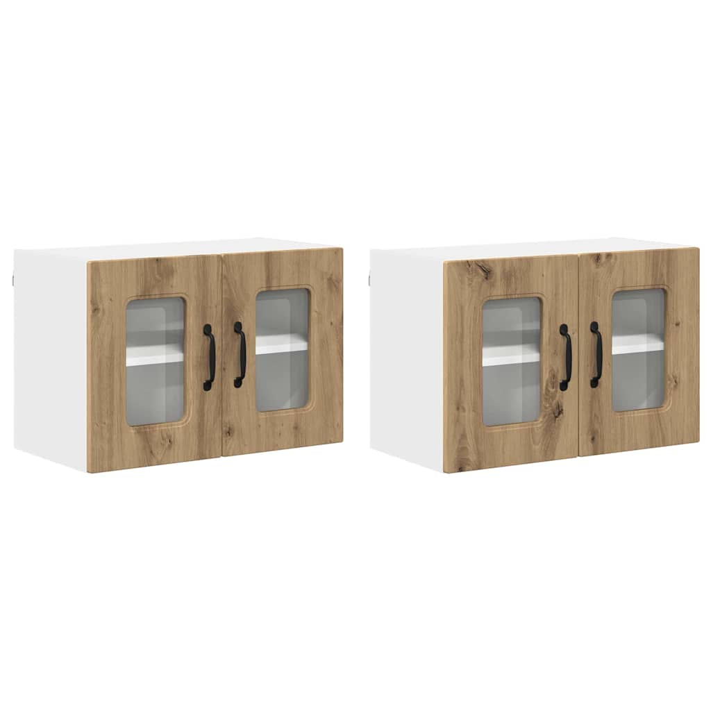Dulap suspendat de bucatarie cu raft 2 pcs Stejar Artizanal