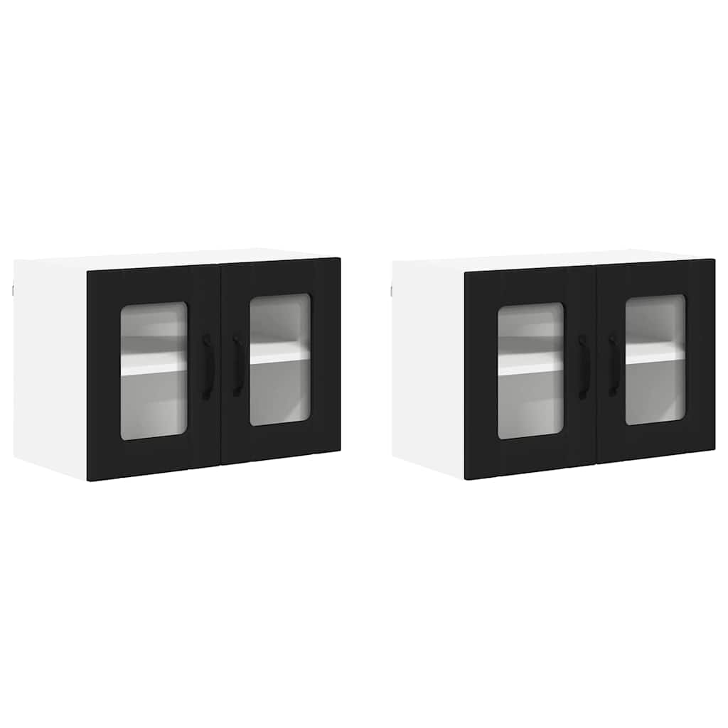 Dulap suspendat de bucatarie 2 pcs Negru 60 x 31 x 40 cm