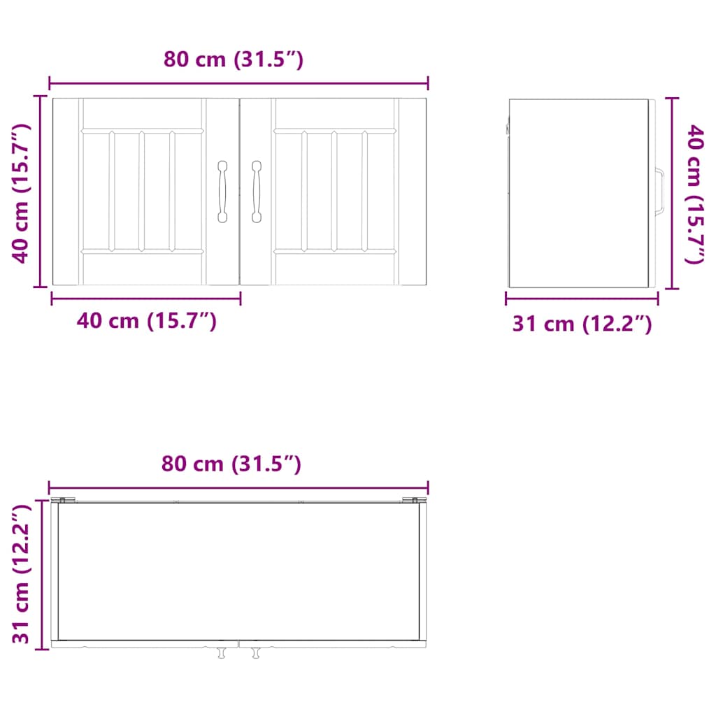 Dulap suspendat de bucatarie cu raft Alb lucios 80 x 31 x 40 cm — imaginea 12