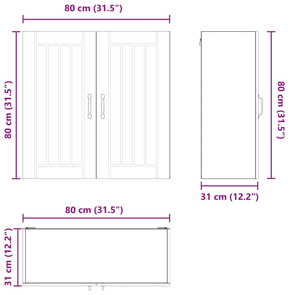 Dulap suspendat de bucatarie Stejar Sonoma 80 x 31 x 80 cm — imaginea 12