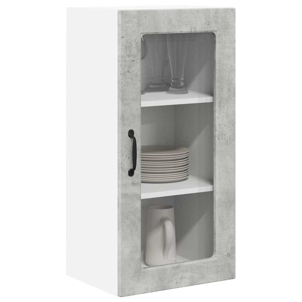 Dulap suspendat de bucatarie cu raft 2 pcs Gri din beton — imaginea 4