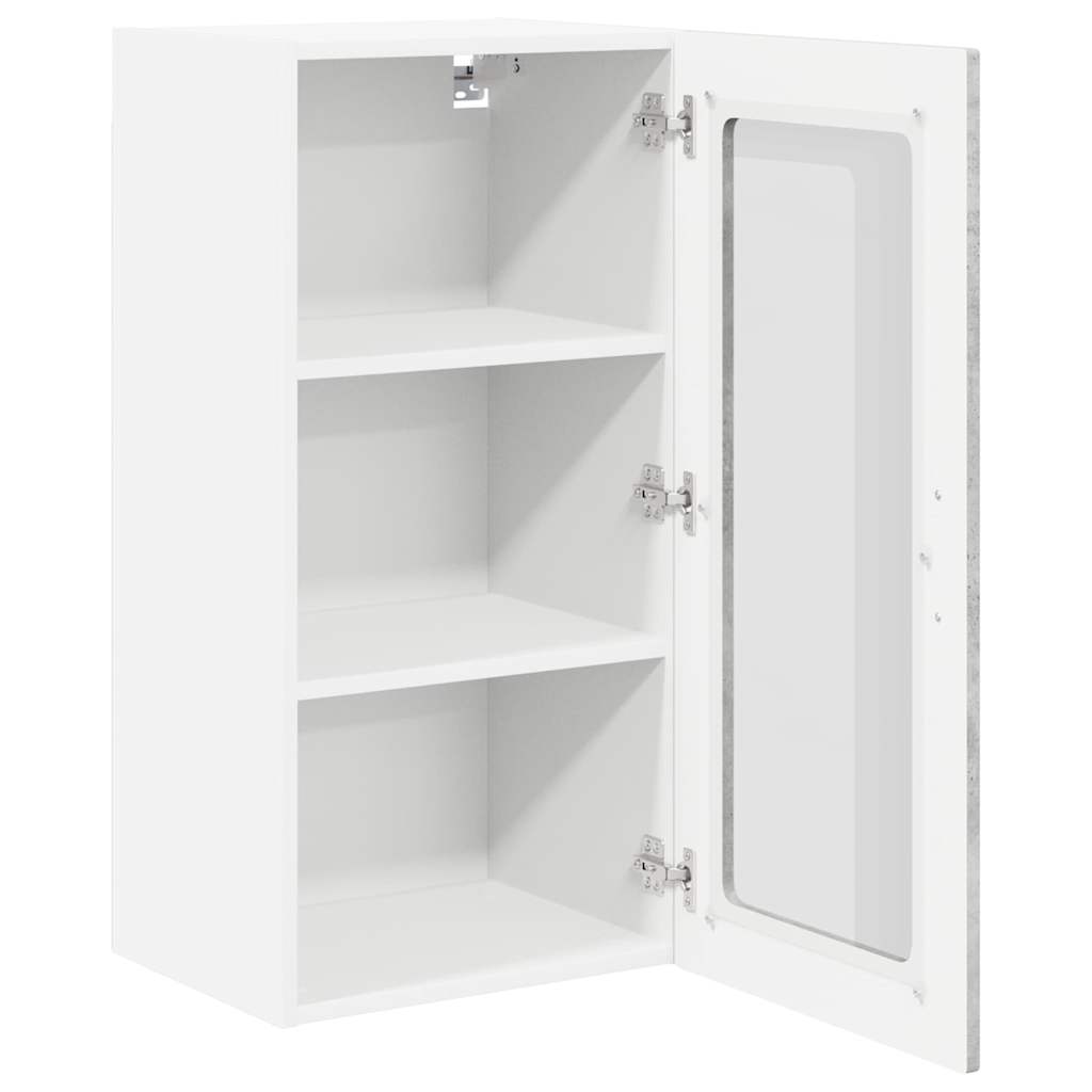 Dulap suspendat de bucatarie cu raft 2 pcs Gri din beton — imaginea 7