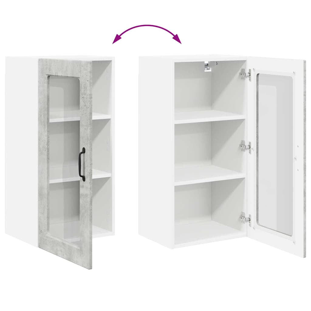 Dulap suspendat de bucatarie cu raft 2 pcs Gri din beton — imaginea 13