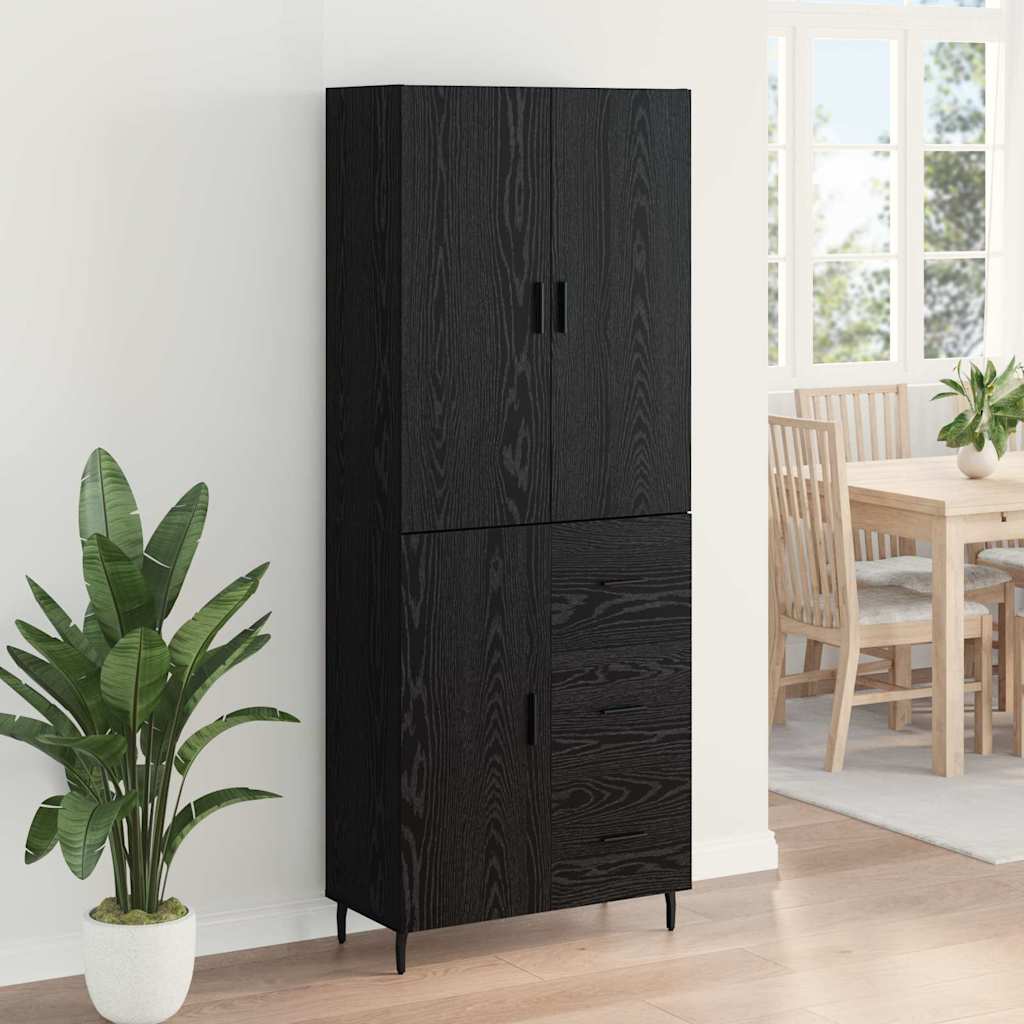 Bufet 2 pcs Stejar negru 69,5 x 34 x 180 cm Lemn compozit — imaginea 5