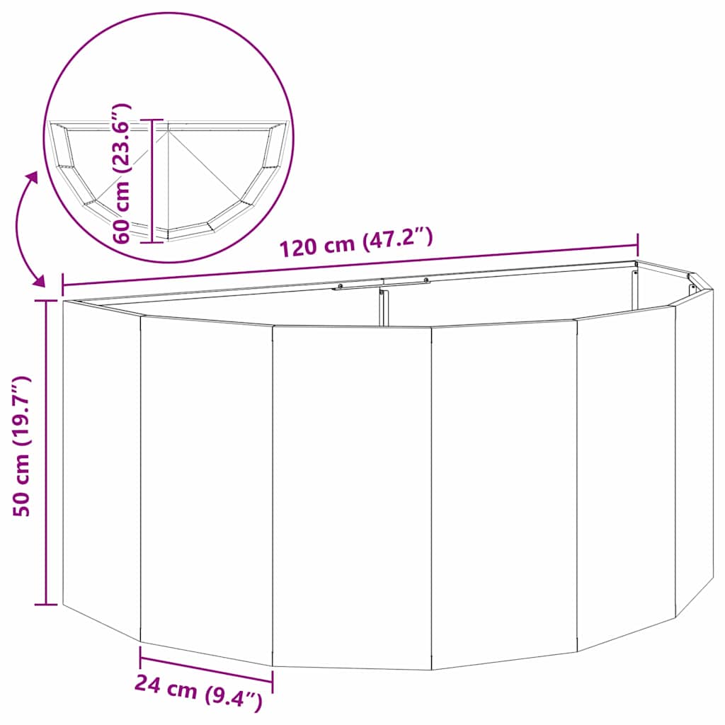Jardiniera Alb 120 x 60 x 50 cm Otel — imaginea 12