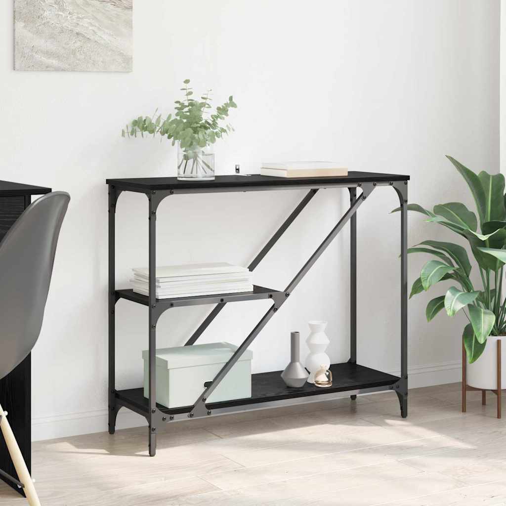 Masa de consola Stejar Negru 88,5 x 30 x 75 cm Lemn compozit — imaginea 2