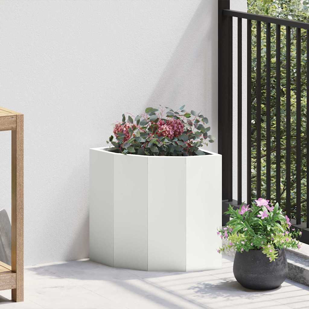 Ghiveci de colt Alb 30 x 30 x 35 cm Otel — imaginea 2
