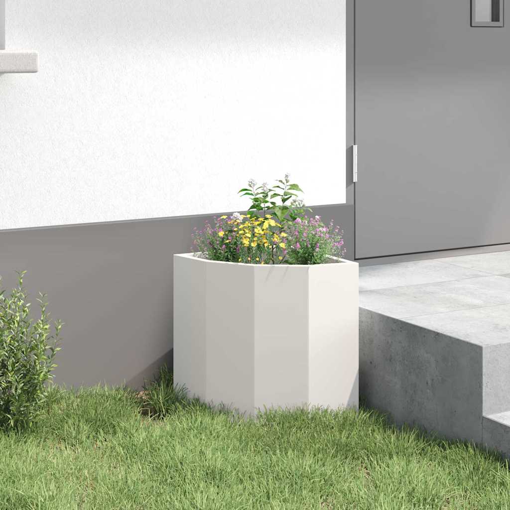 Ghiveci de colt Alb 30 x 30 x 35 cm Otel — imaginea 5