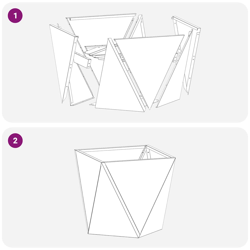 Jardiniera 2 pcs Negru 50 x 50 x 50 cm Otel — imaginea 10