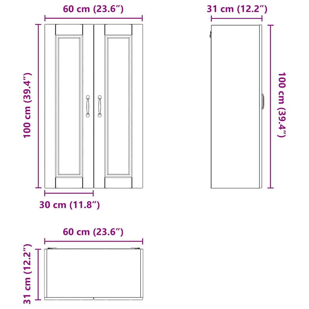Dulap suspendat de bucatarie Alb 60 x 31 x 100 cm Lemn compozit — imaginea 12