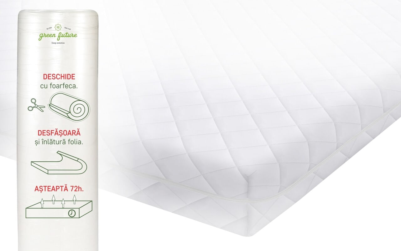 Saltea SuperOrtopedica KONFORTA+ 20 cm, 180x200x20cm, Husa detasabila, lavabila, matlasata, Reversibila, Ferma — imaginea 2