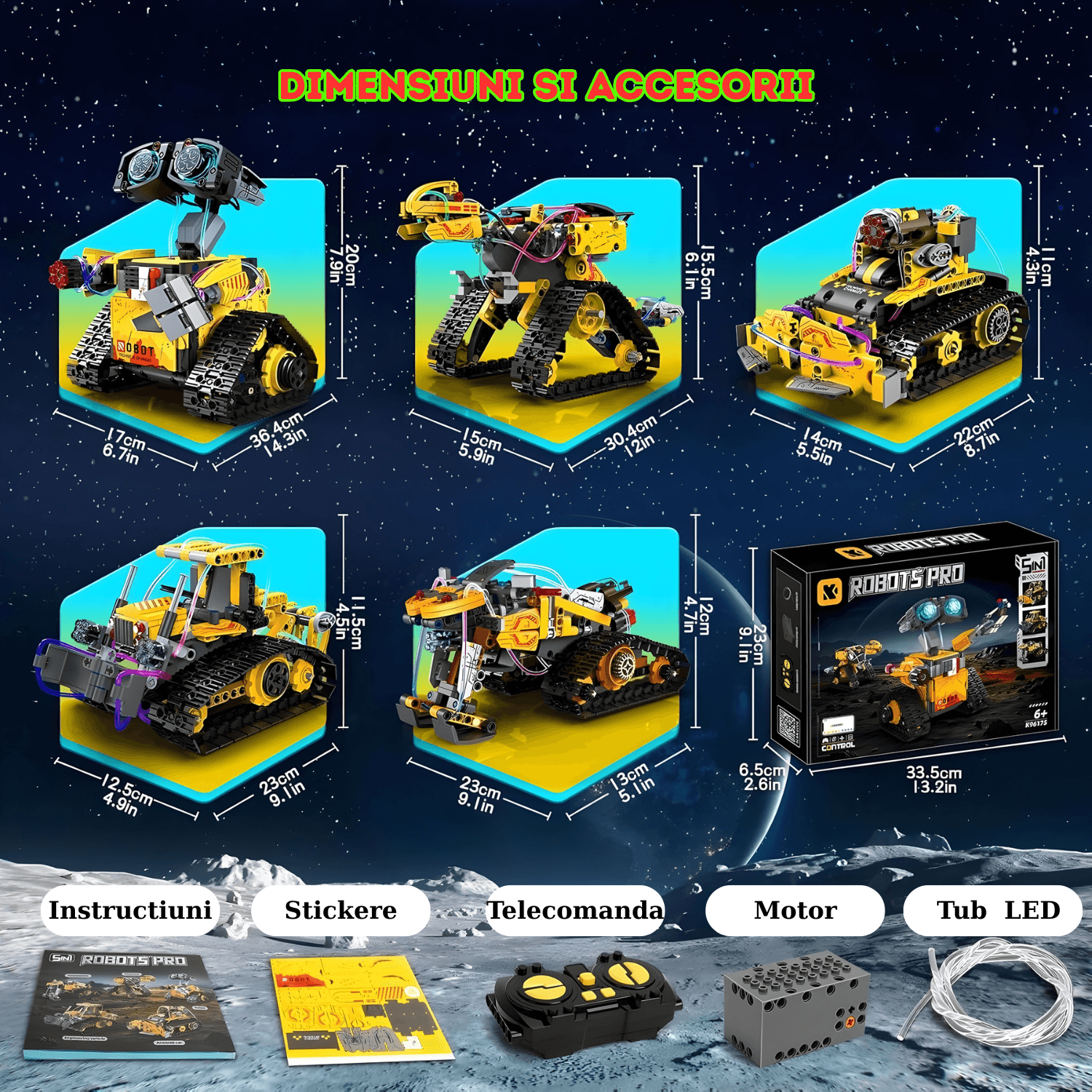 Blocuri de Constructie, Jucarie Educativa cu 673 Piese,Telecomanda si Programare prin Aplicatie Mobila, 6+ Ani