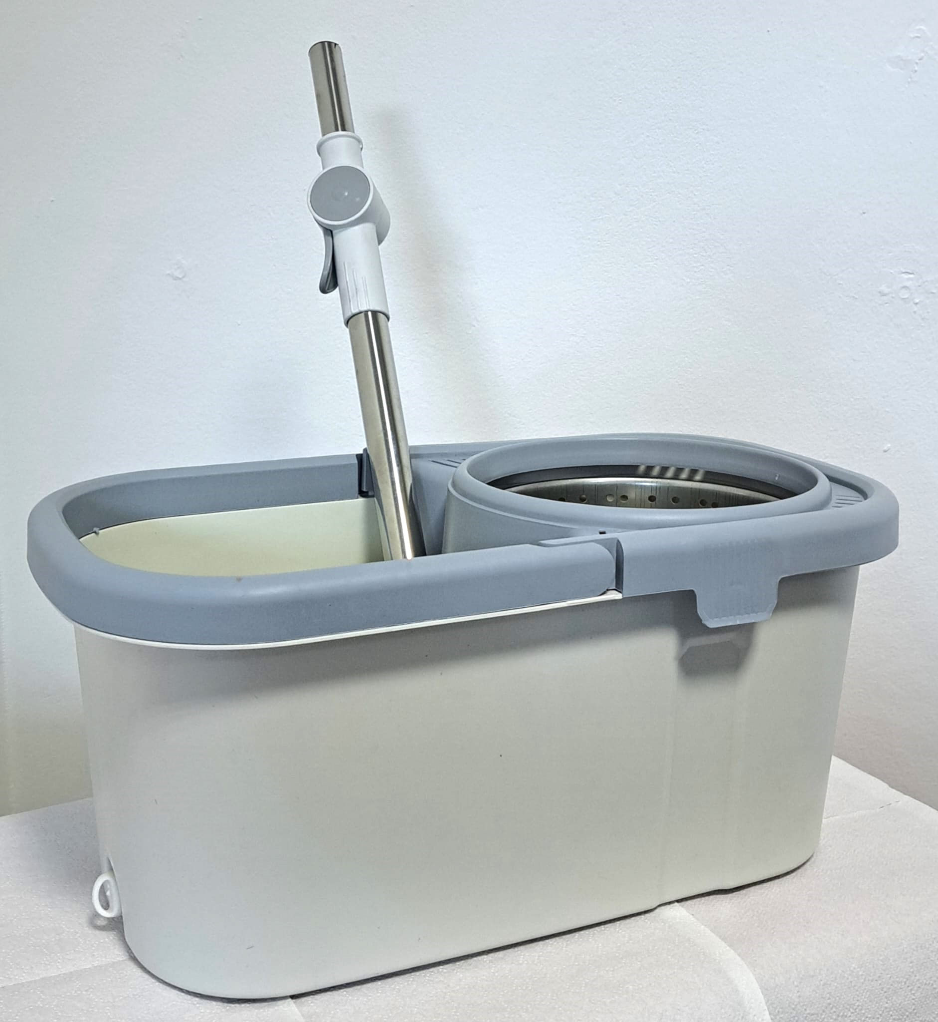 Set cu mop rotativ si galeata dreptunghiulara, Tija ajustabila, SMYY-03, Gri - imagine 2