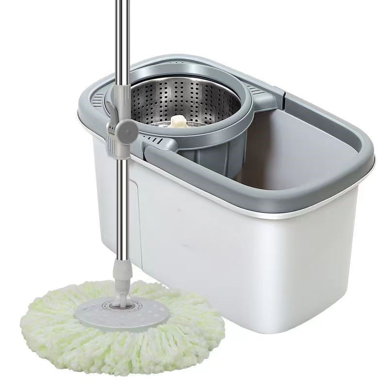 Set cu mop rotativ si galeata dreptunghiulara, Tija ajustabila, SMYY-03, Gri - imagine 3