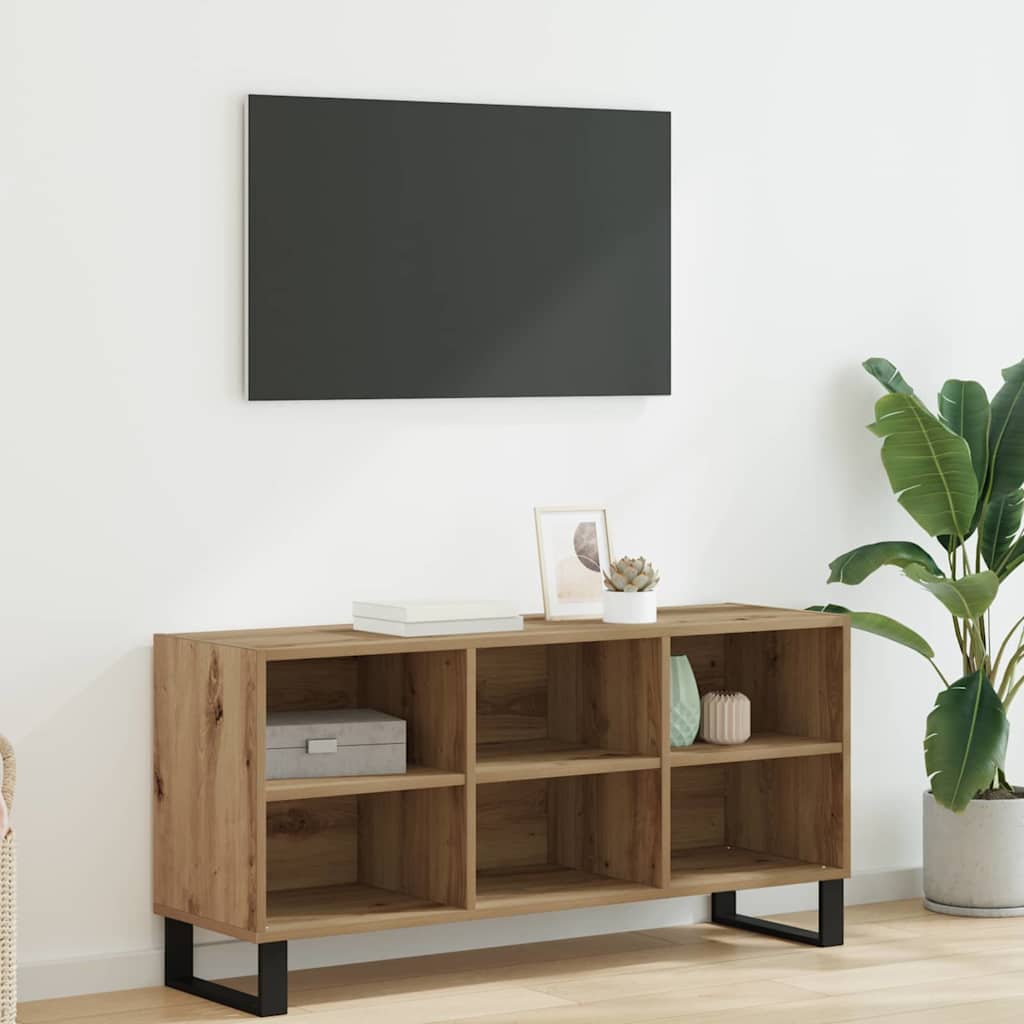 Cabinet TV Stejar Artizanal 103,5 x 30 x 50 cm Lemn compozit — imaginea 2