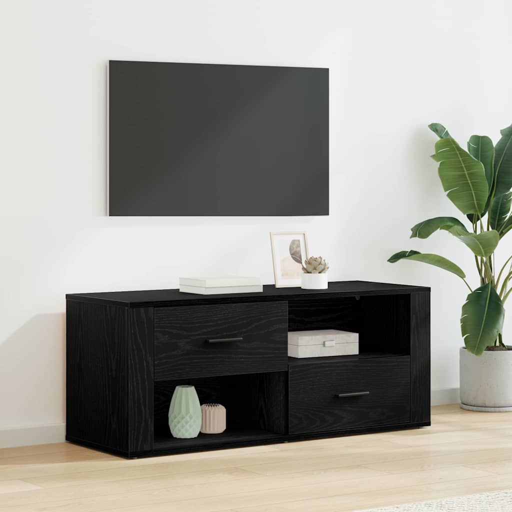 Cabinet TV Stejar Negru 100 x 35 x 40 cm Lemn compozit — imaginea 2