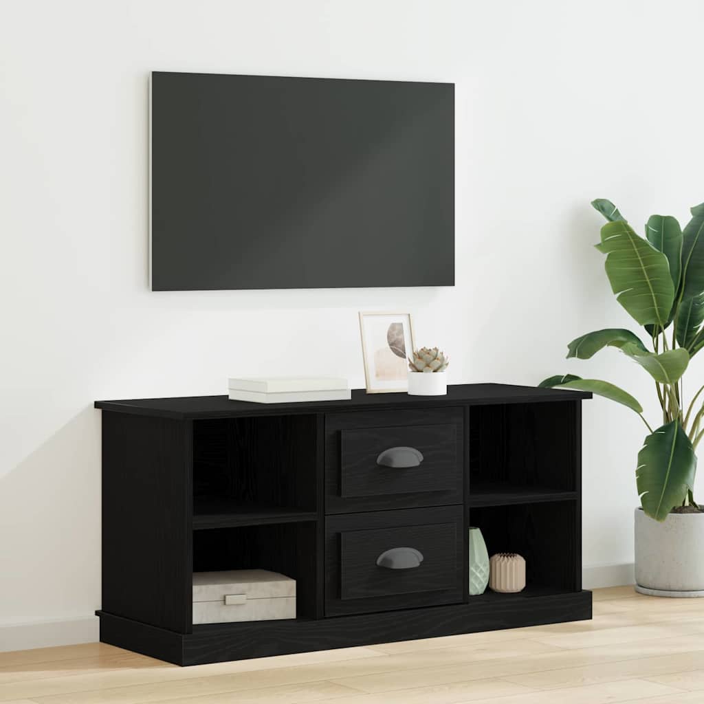Cabinet TV Stejar Negru 99,5 x 35,5 x 48 cm Lemn compozit — imaginea 2