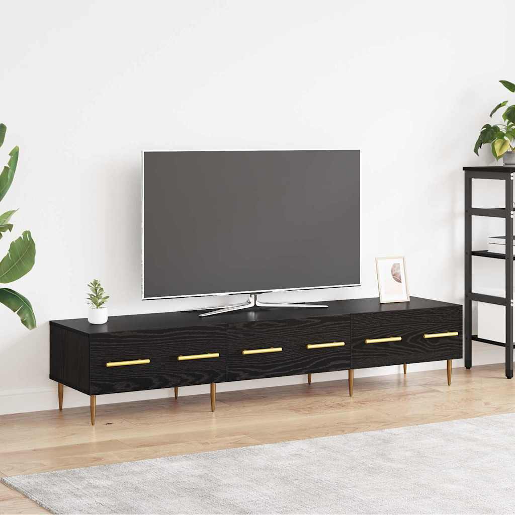 Cabinet TV Stejar Negru 150 x 36 x 30 cm Lemn compozit — imaginea 2