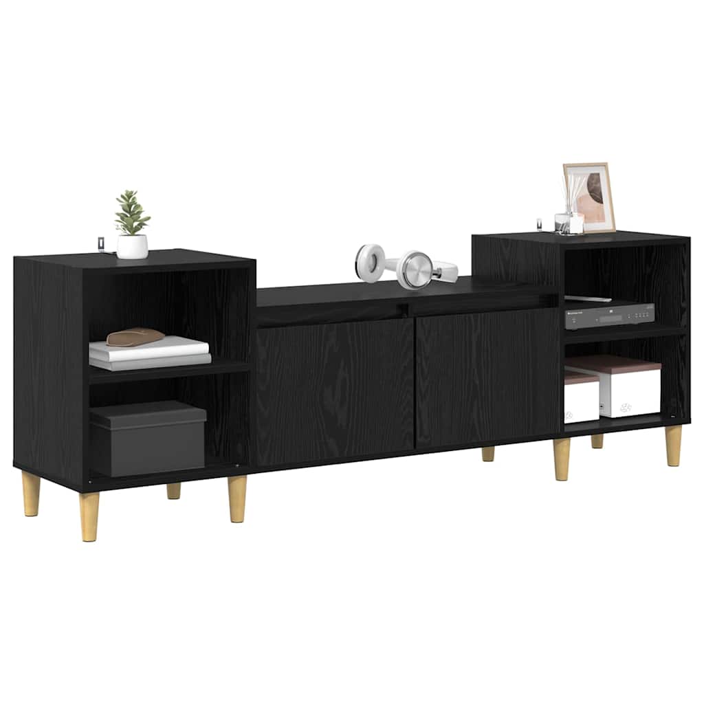 Cabinet TV Stejar Negru 160 x 35 x 55 cm Lemn compozit — imaginea 4