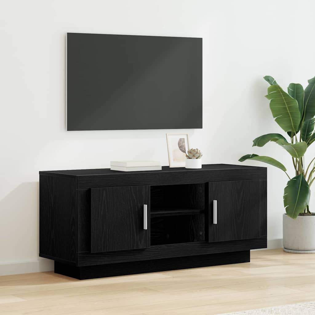 Cabinet TV Stejar Negru 102 x 35 x 45 cm Lemn compozit — imaginea 2