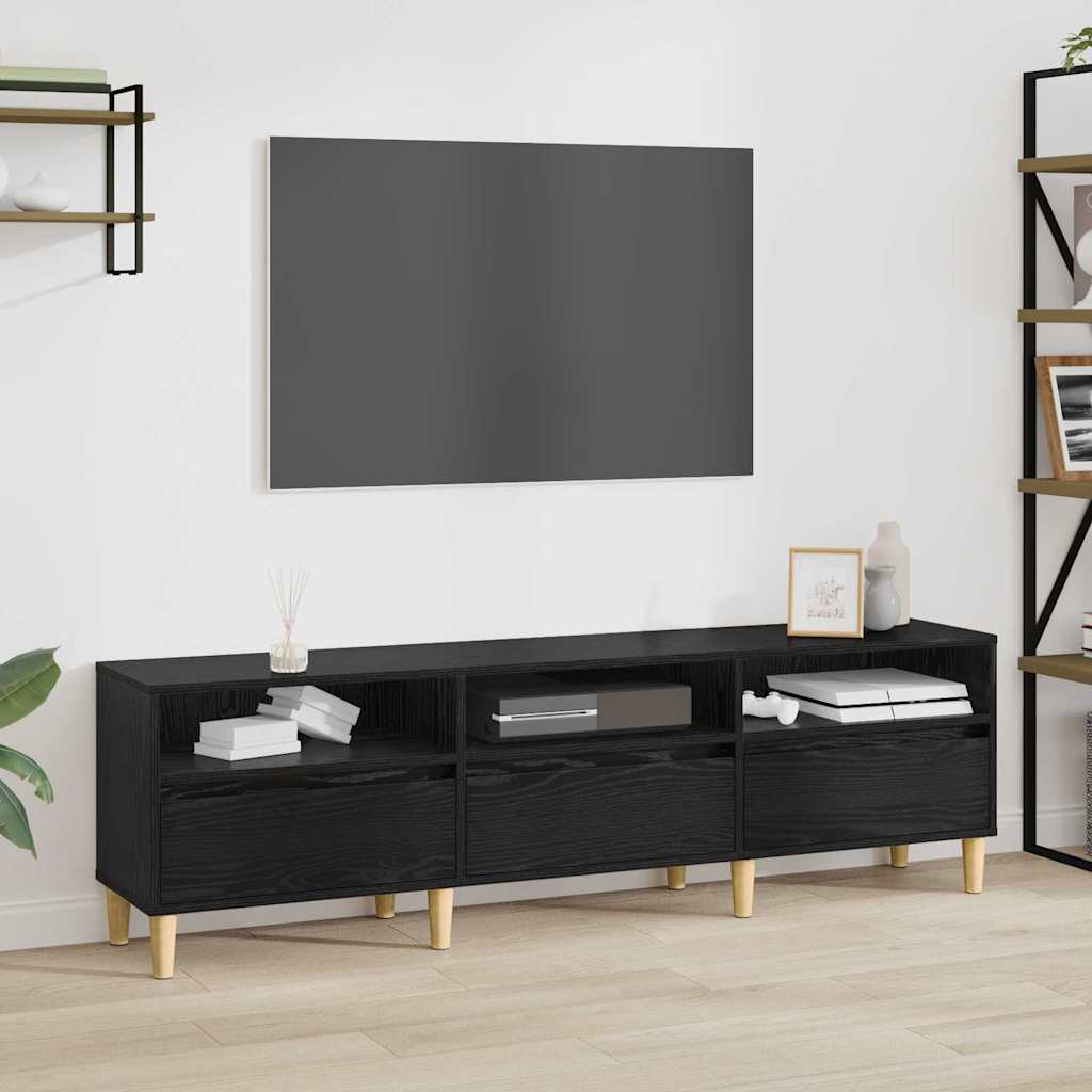 Cabinet TV Stejar negru 150 x 30 x 45 cm Lemn compozit — imaginea 2