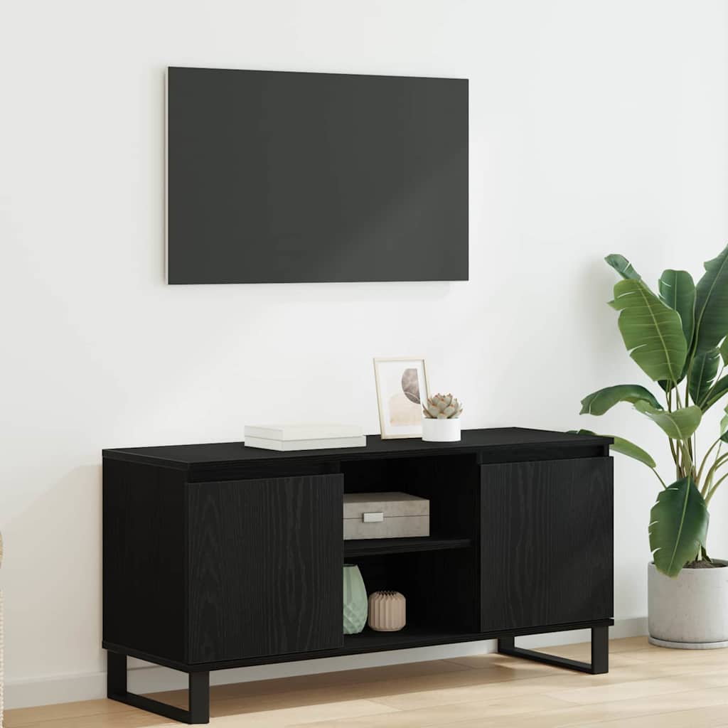Cabinet TV Stejar Negru 104 x 35 x 50 cm Lemn compozit — imaginea 2