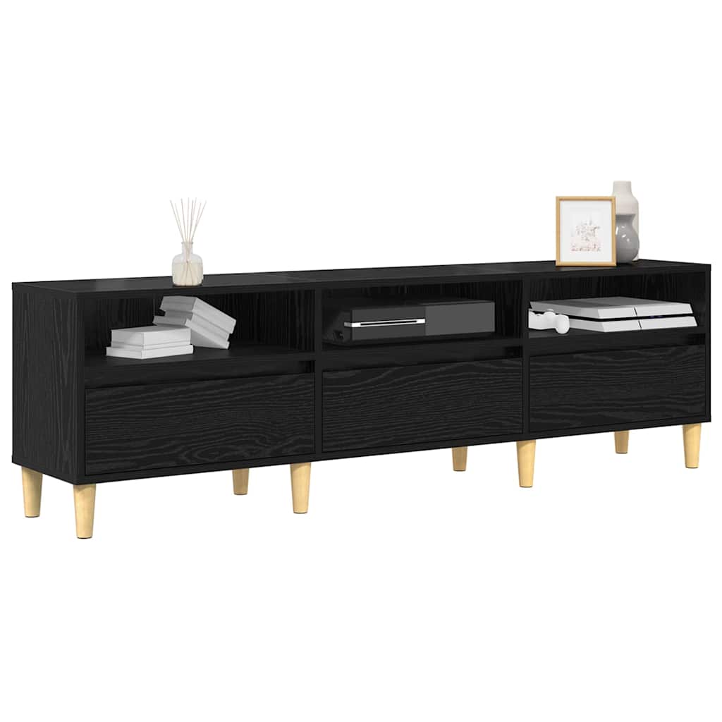 Cabinet TV Stejar negru 150 x 30 x 45 cm Lemn compozit — imaginea 3