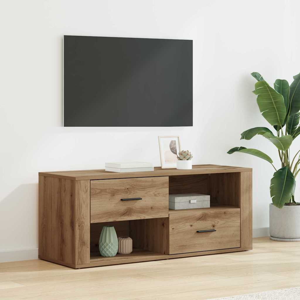 Cabinet TV Stejar Artizanal 100 x 35 x 40 cm Lemn compozit — imaginea 2