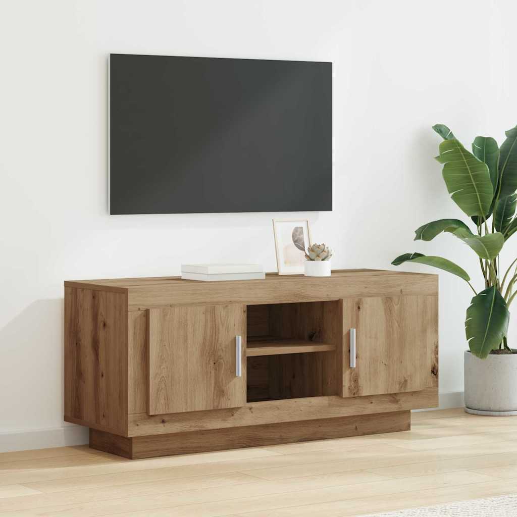 Cabinet TV Stejar Artizanal 102 x 35 x 45 cm Lemn compozit — imaginea 2