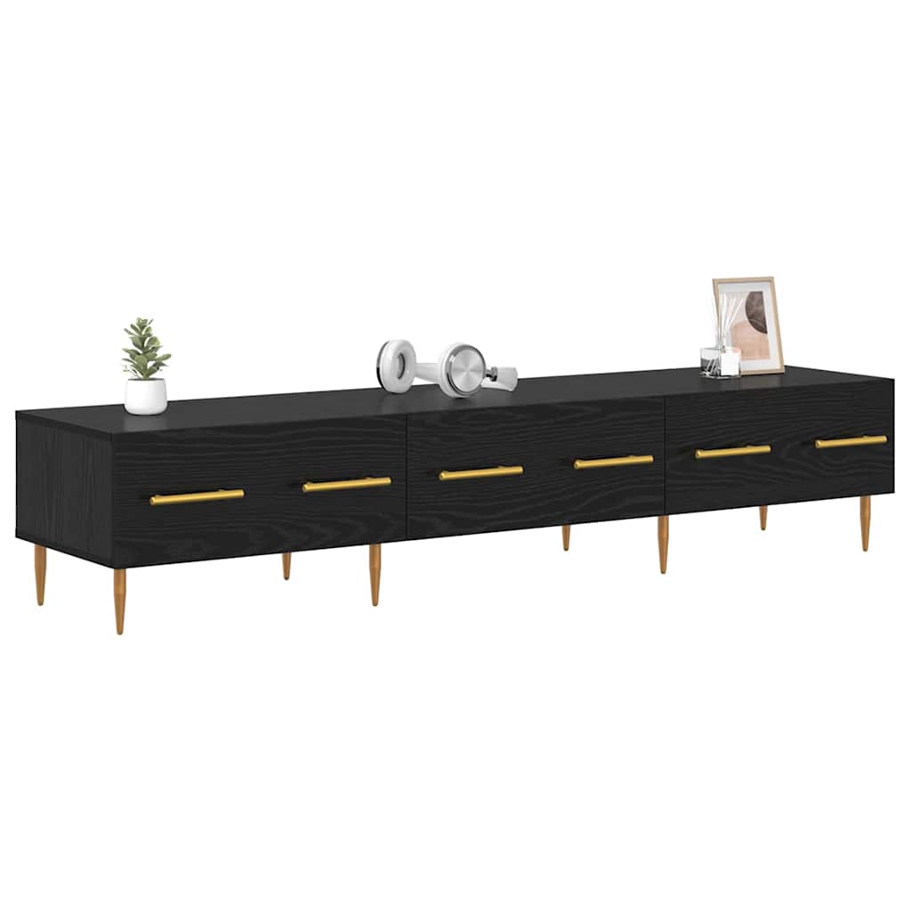 Cabinet TV Stejar Negru 150 x 36 x 30 cm Lemn compozit — imaginea 4