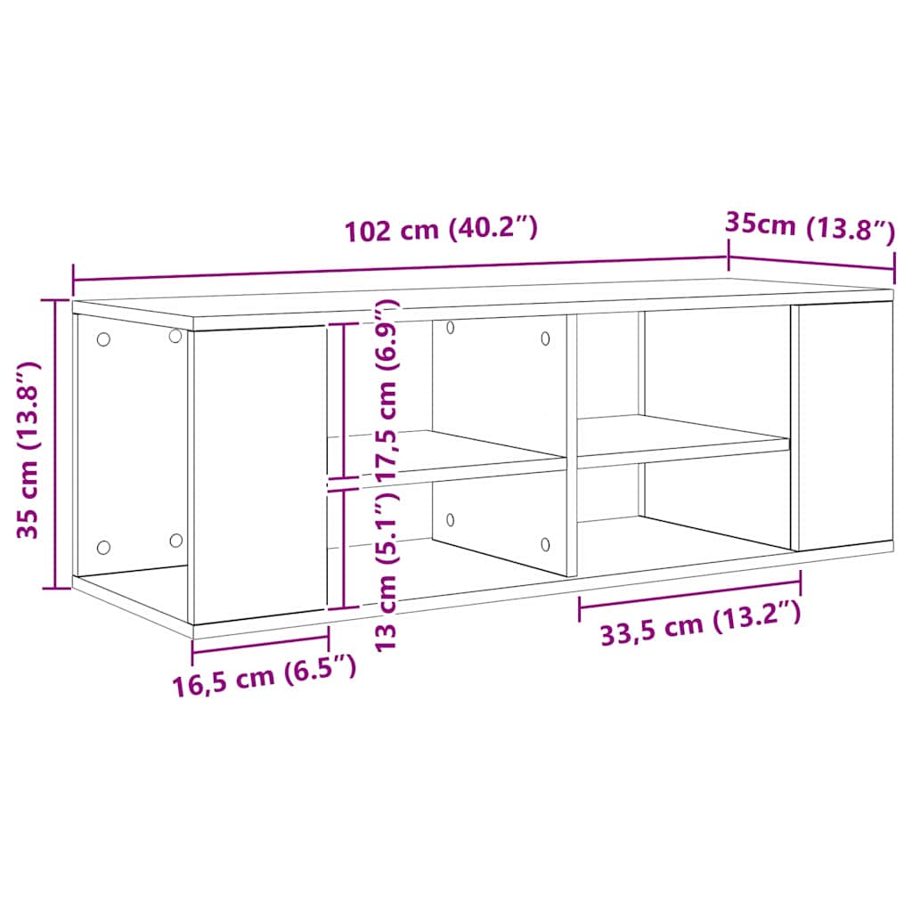 Cabinet TV stejar artizanal 102 x 35 x 35 cm Lemn compozit — imaginea 6