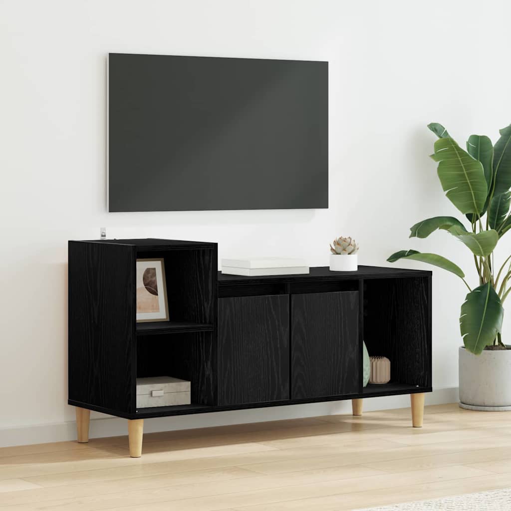 Cabinet TV Stejar Negru 100 x 35 x 55 cm Lemn compozit — imaginea 2