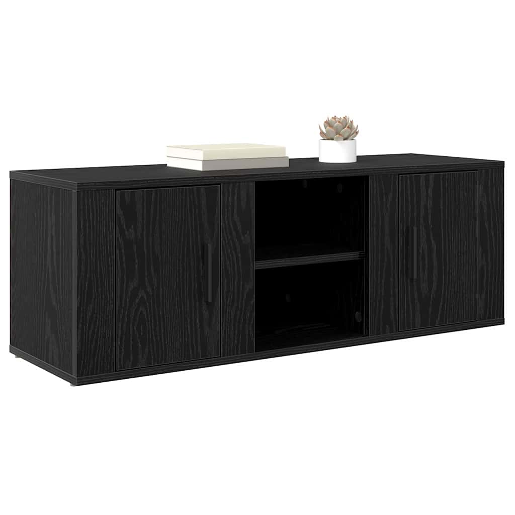Cabinet TV Stejar Negru 100 x 31,5 x 35 cm Lemn compozit — imaginea 4