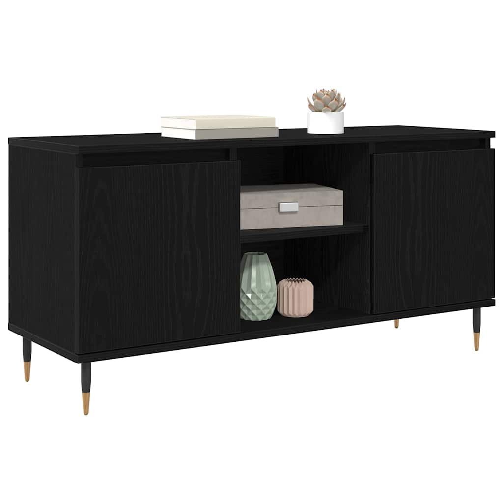 Cabinet TV Stejar Negru 104 x 35 x 50 cm Lemn compozit — imaginea 4