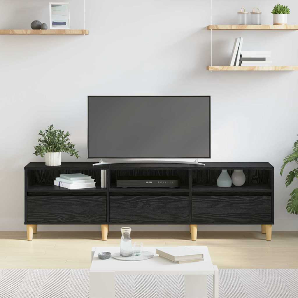 Cabinet TV Stejar negru 150 x 30 x 45 cm Lemn compozit — imaginea 4