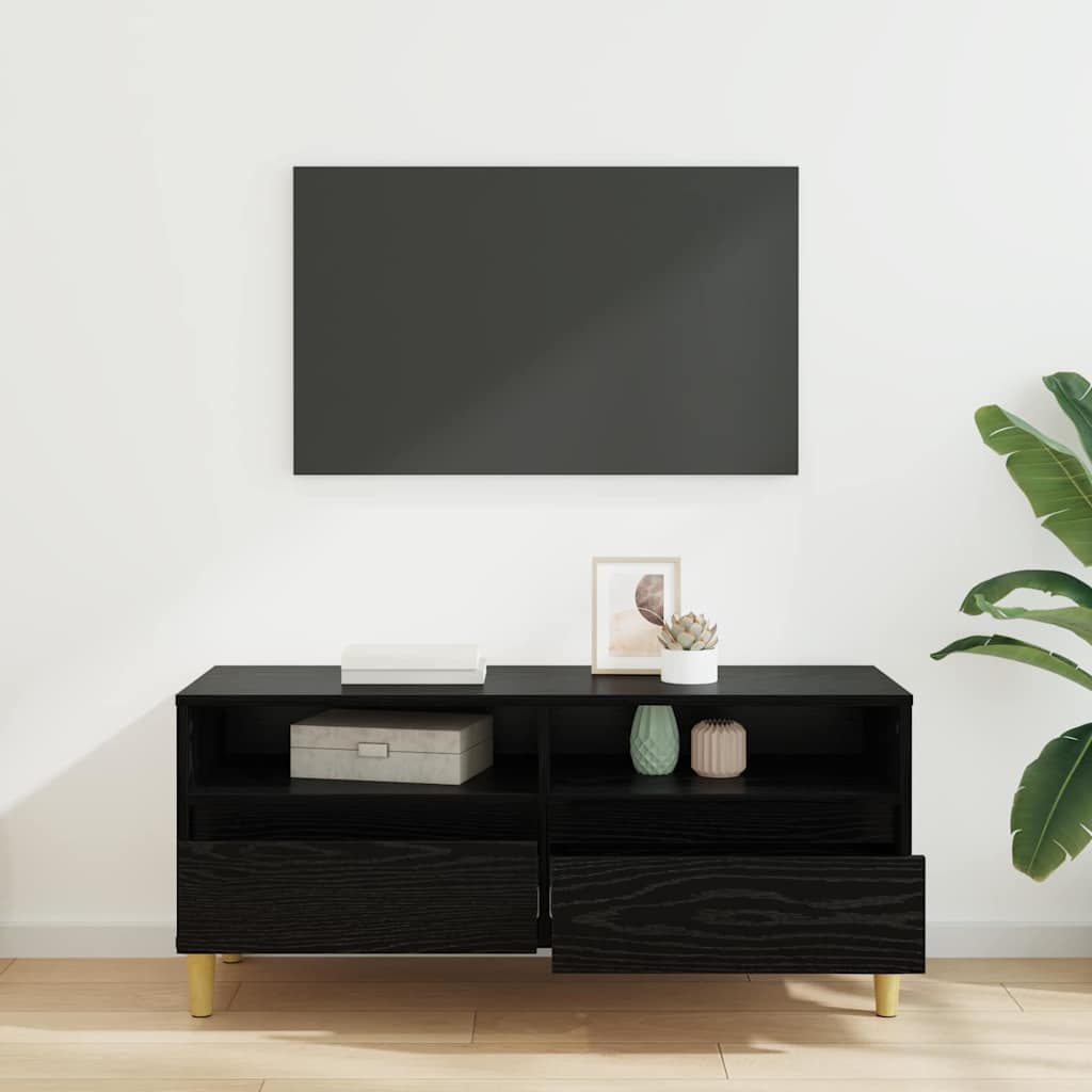 Cabinet TV Stejar Negru 100 x 34,5 x 44,5 cm Lemn compozit — imaginea 5