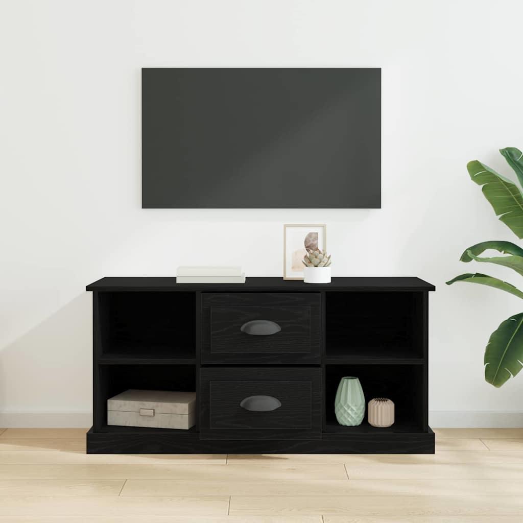 Cabinet TV Stejar Negru 99,5 x 35,5 x 48 cm Lemn compozit — imaginea 5