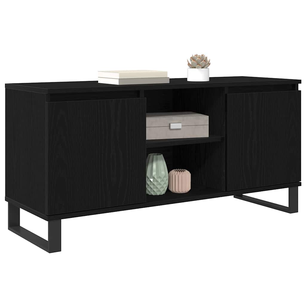 Cabinet TV Stejar Negru 104 x 35 x 50 cm Lemn compozit — imaginea 4