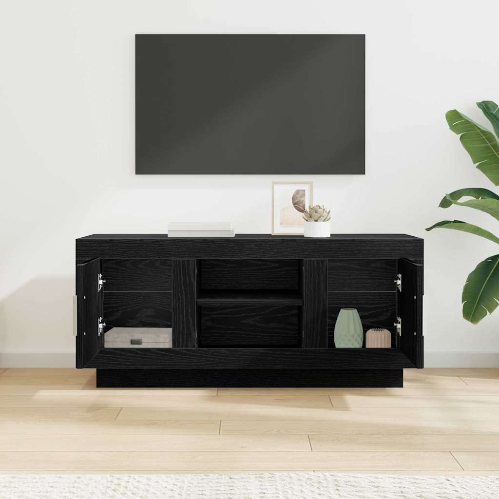 Cabinet TV Stejar Negru 102 x 35 x 45 cm Lemn compozit — imaginea 5