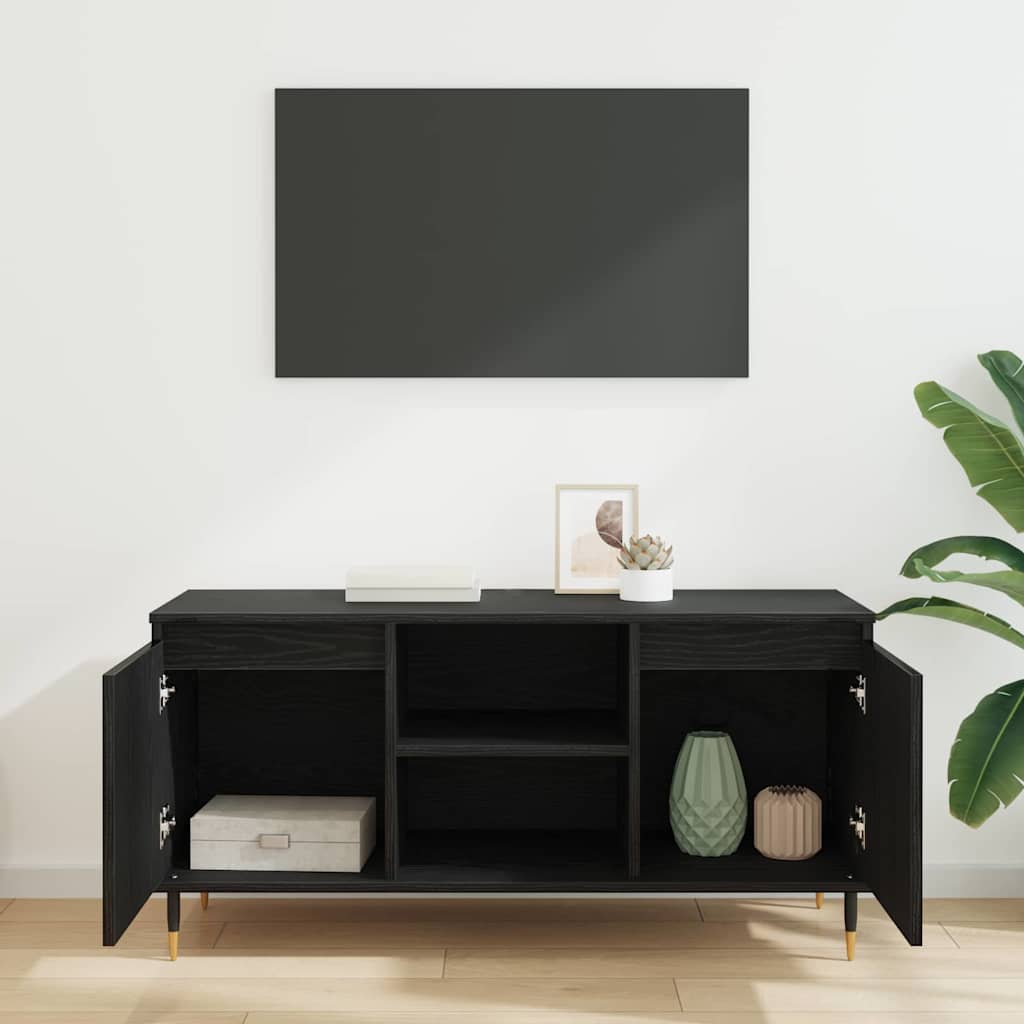 Cabinet TV Stejar Negru 104 x 35 x 50 cm Lemn compozit — imaginea 5