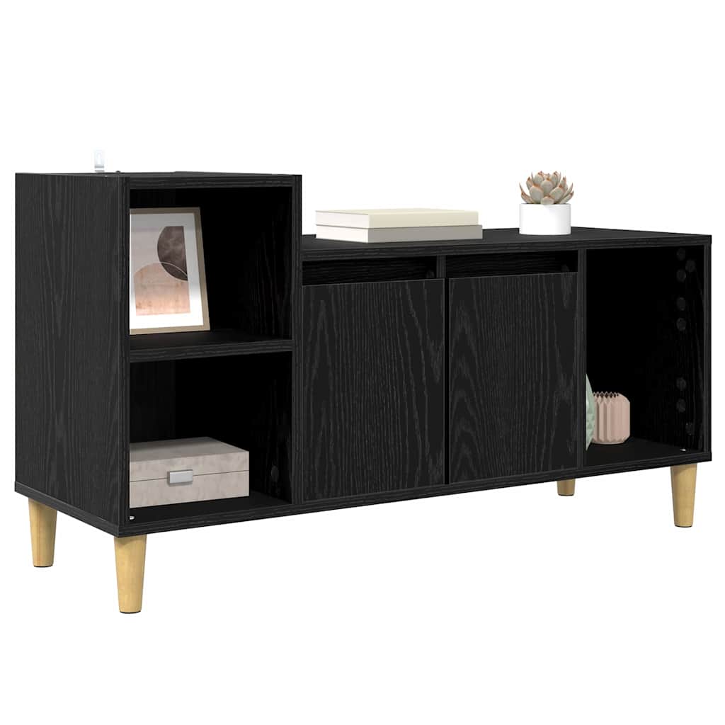Cabinet TV Stejar Negru 100 x 35 x 55 cm Lemn compozit — imaginea 4
