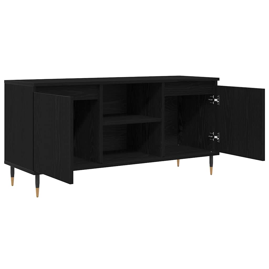 Cabinet TV Stejar Negru 104 x 35 x 50 cm Lemn compozit — imaginea 6