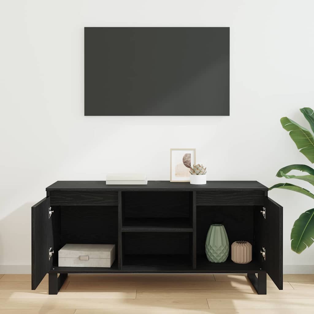 Cabinet TV Stejar Negru 104 x 35 x 50 cm Lemn compozit — imaginea 5