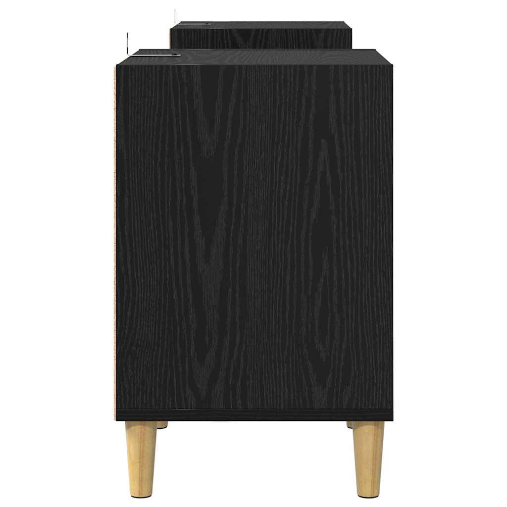 Cabinet TV Stejar Negru 160 x 35 x 55 cm Lemn compozit — imaginea 7