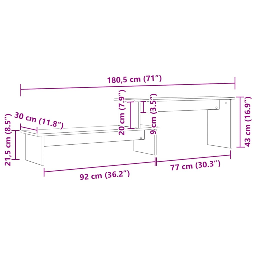 Cabinet TV stejar artizanal 180 x 30 x 43 cm Lemn compozit — imaginea 9